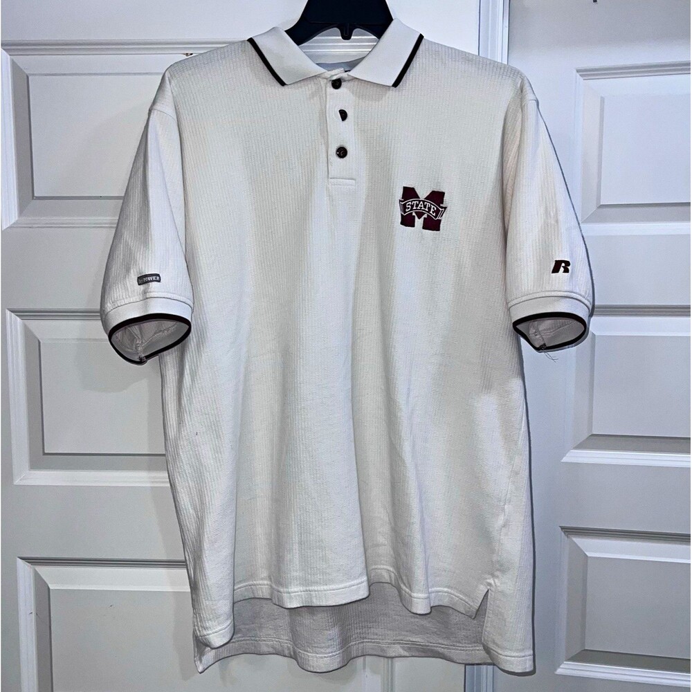 Russell Athletic Dri-Power Mississippi State Embroidered Polo Men’s XL Vintage